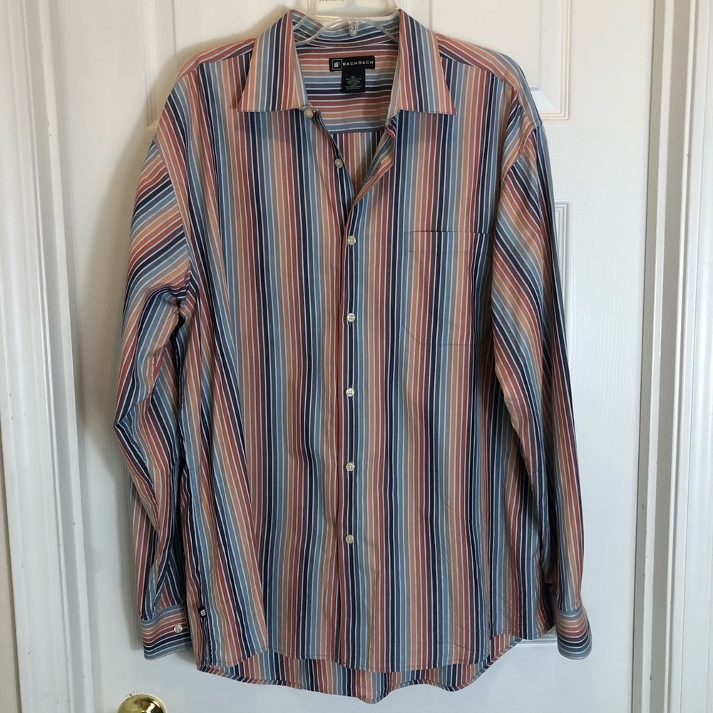 Bacharach Men’s Long Sleeve Button Down Striped Shirt  Size XL